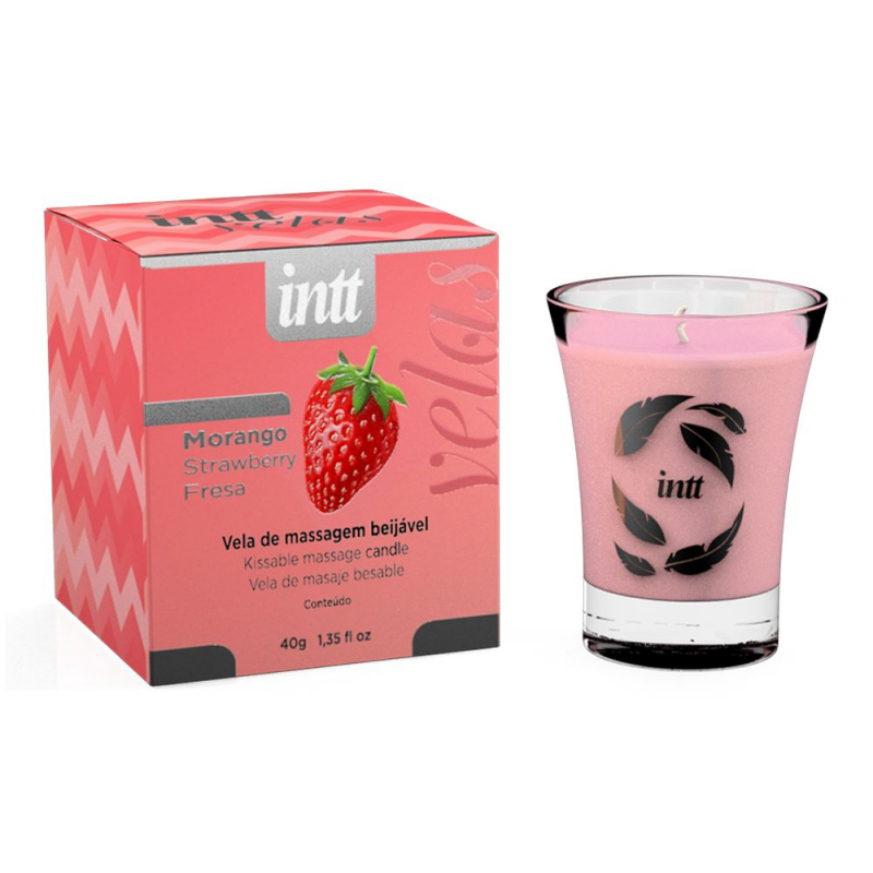Массажная свеча-масло "Intt Strawberry" с ароматом клубники, 40г 
